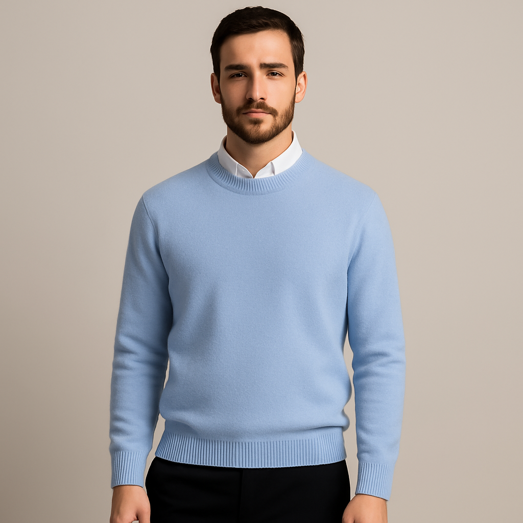 Men's oversized crew neck jumper with long sleeves and ribbed trims
