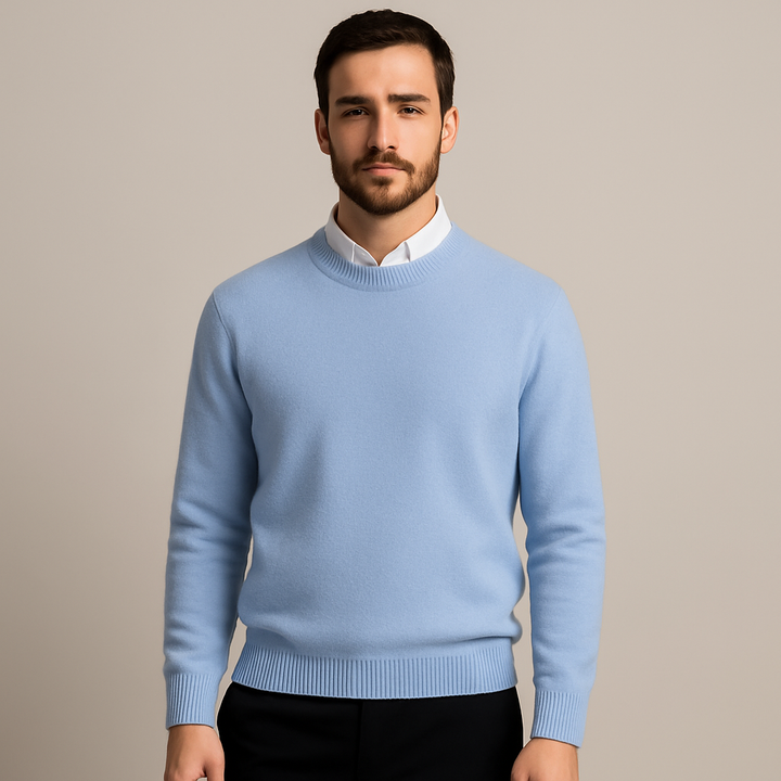 Men's oversized crew neck jumper with long sleeves and ribbed trims