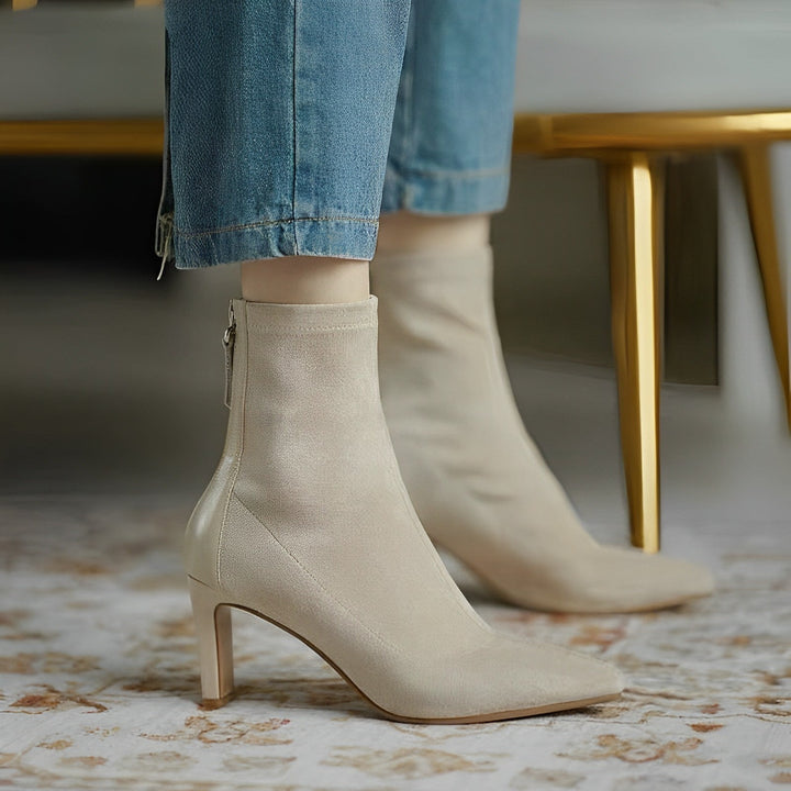 Women's pointed-toe ankle boots with high stiletto heels