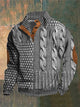 Men's textured cable knit jumper with mock neck and button detail