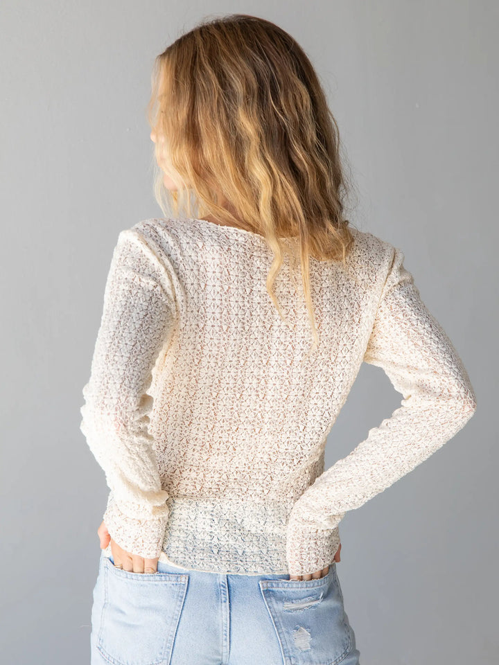 Women's ivory lace layering blouse