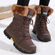 Women's lace-up winter boots with faux-fur cuffs and lug soles