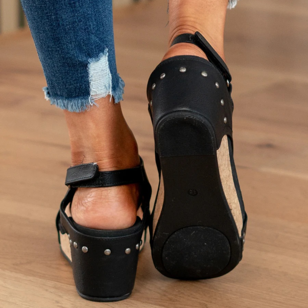 Linda | Suede Wedge Sandals - Image 8