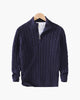 Men's cable knit half-zip sweater with stand collar