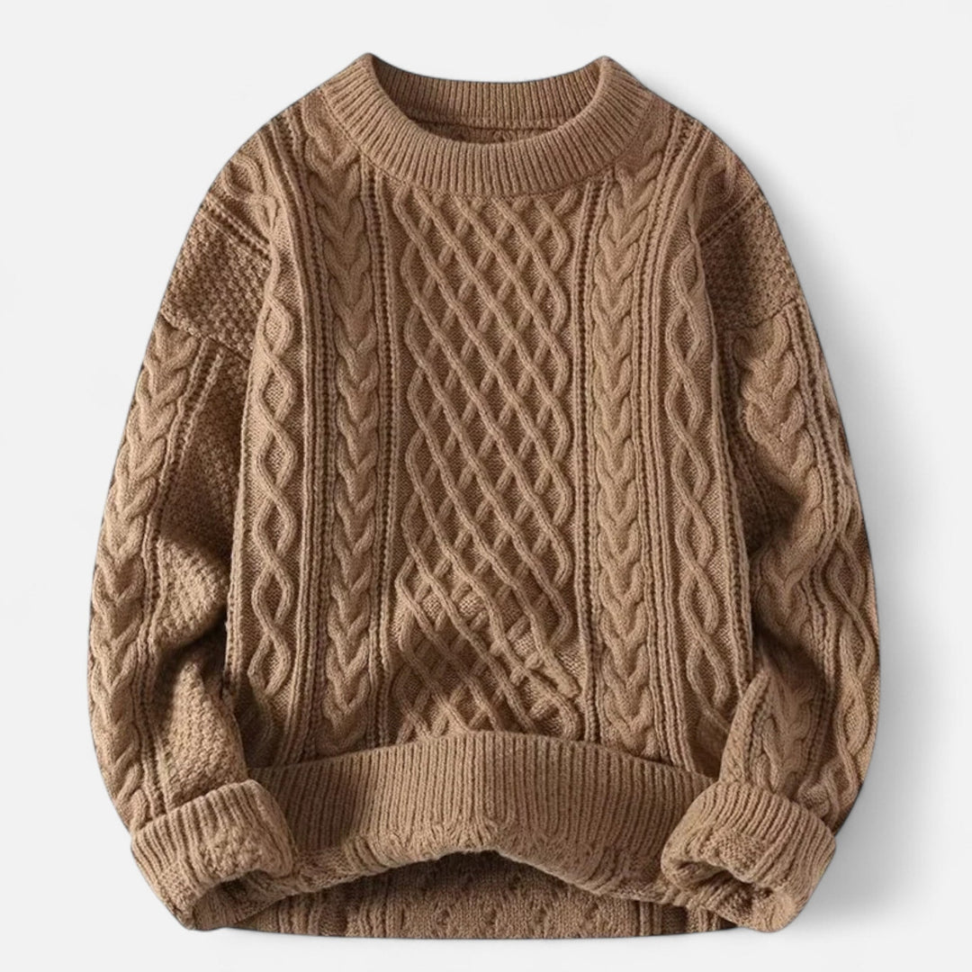 Men's cable knit crew neck jumper