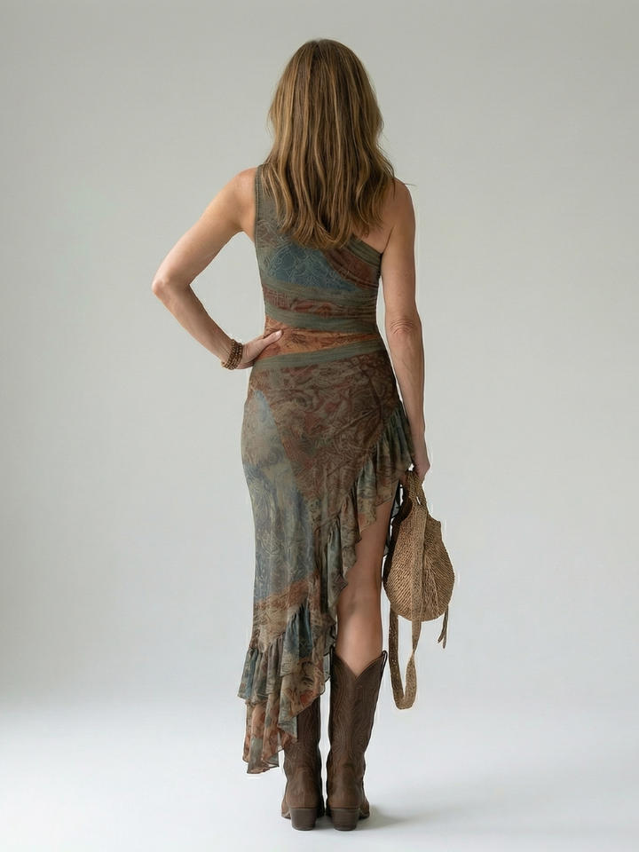 Zalia | Quiet Drape Midi Dress for Women - Image 4
