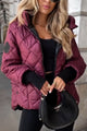 Women's quilted hooded jacket with long sleeves and zip front