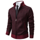 Men's textured zip sweater with stand collar and ribbed trims