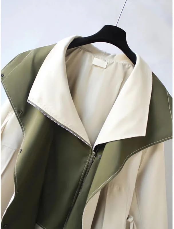 Women's colour block windbreaker jacket with wide collar