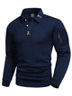 Men's long-sleeve quilted polo jumper with button placket and sleeve zip pocket