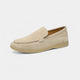 Slip-on loafers with almond-shaped toe, stitched vamp detail and flat sole