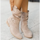 Women's slouch ankle boots with wraparound straps and low heels