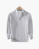 Men's cable knit quarter zip sweater with stand collar