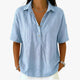 Women's Oversized Shirt, Collar Button Short Sleeve