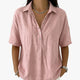 Women's Oversized Shirt, Collar Button Short Sleeve