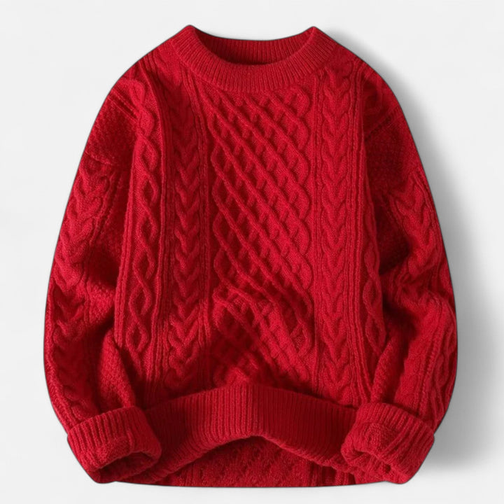 Men's cable knit crew neck jumper
