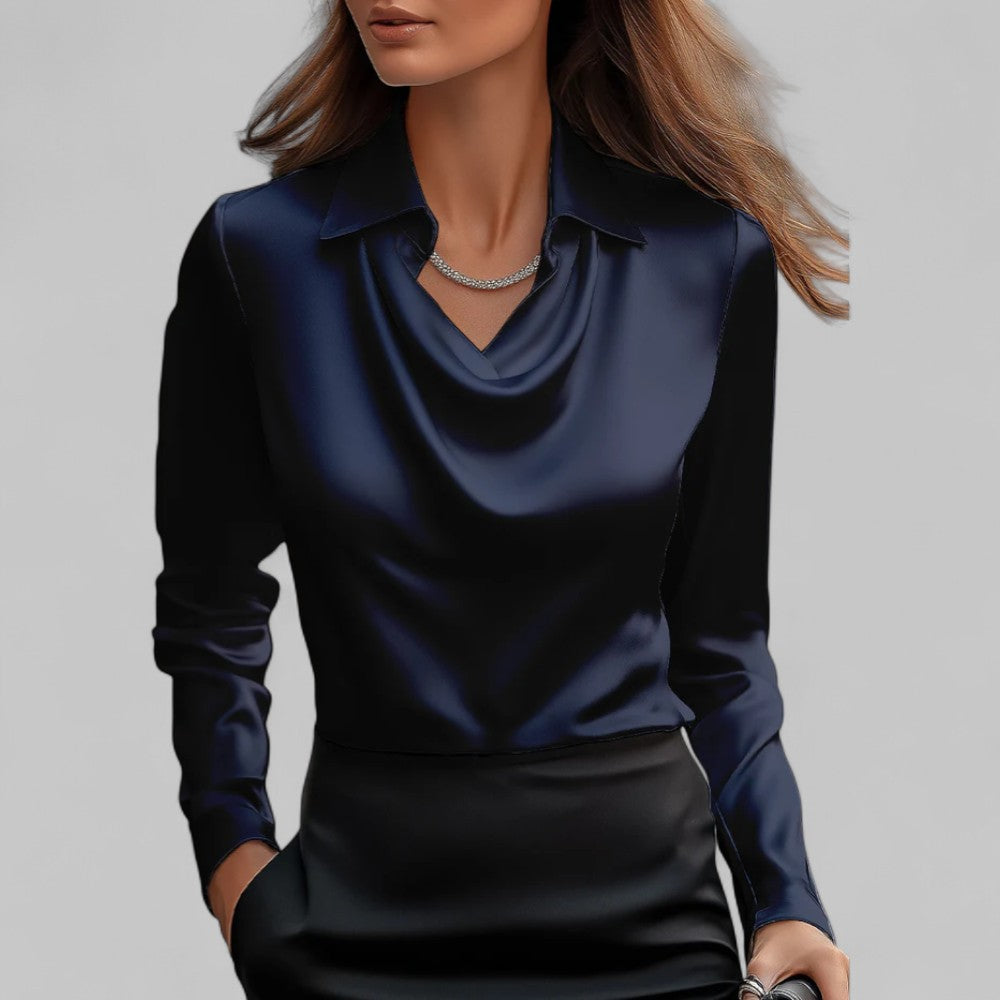 Scarlett | Women’s Elegant Long Sleeve Satin Blouse - Image 8