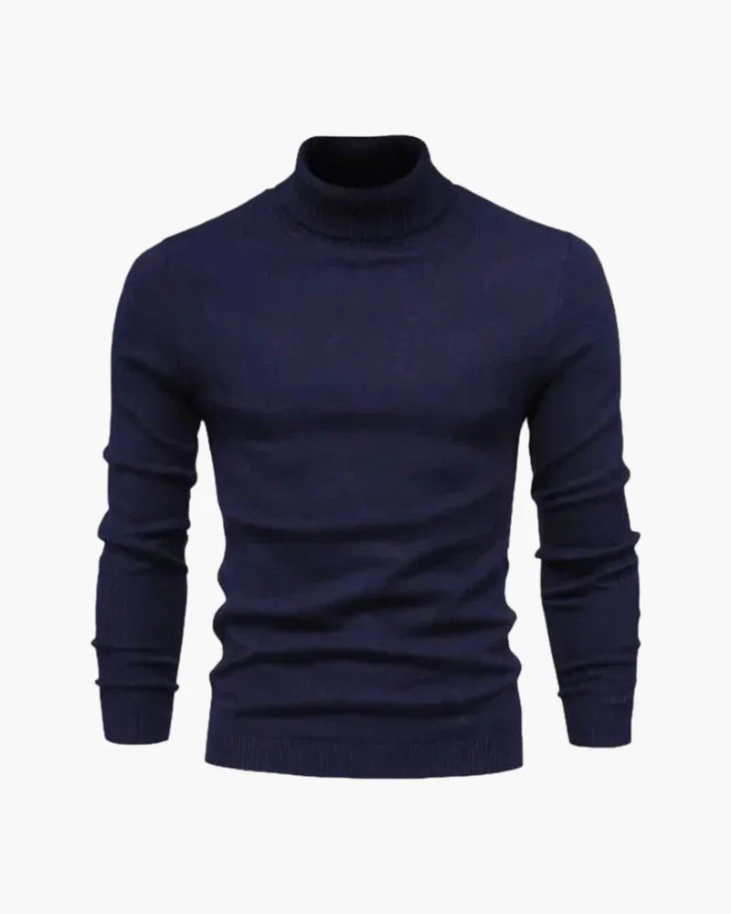 Men's long-sleeve ribbed turtleneck jumper in multiple colours