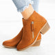 Women's ankle boots with side zipper and low block heel