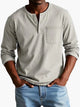 Men's plain grandad shirt with mandarin collar, buttons and chest pocket