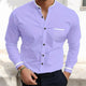 Men's long sleeve grandad collar shirt with chest pocket