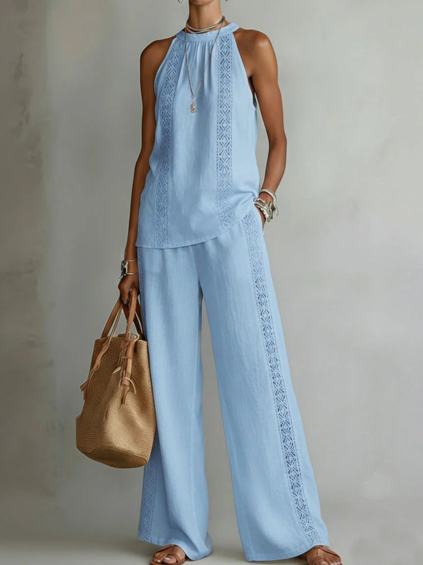 Women's two-piece halter-neck linen set