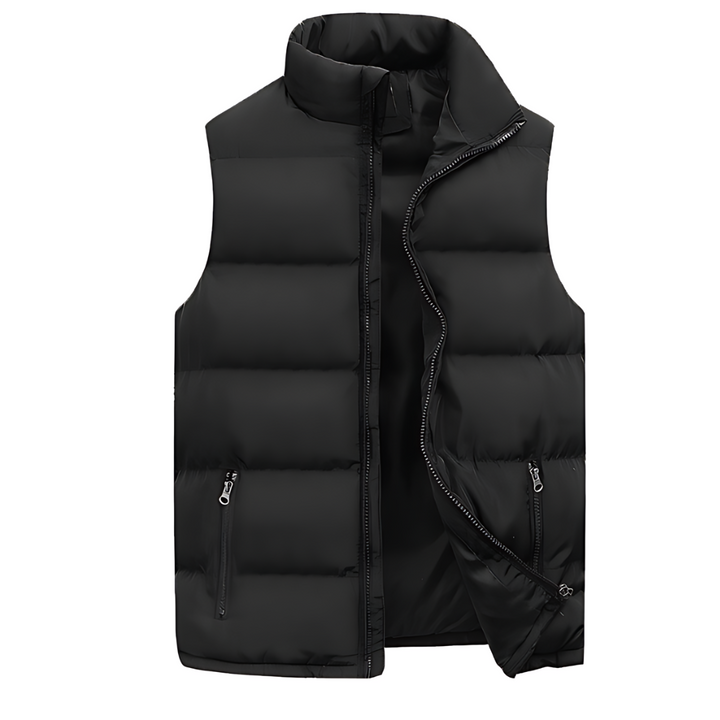 Men's quilted sleeveless puffer gilet with mock neck and zipped pockets