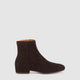 Women's brown ankle boots with pointed toes and low block heels