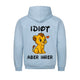 Unisex hoodie with illustrated lion graphic and text on the back