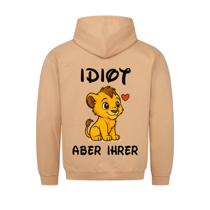 Unisex hoodie with illustrated lion graphic and text on the back