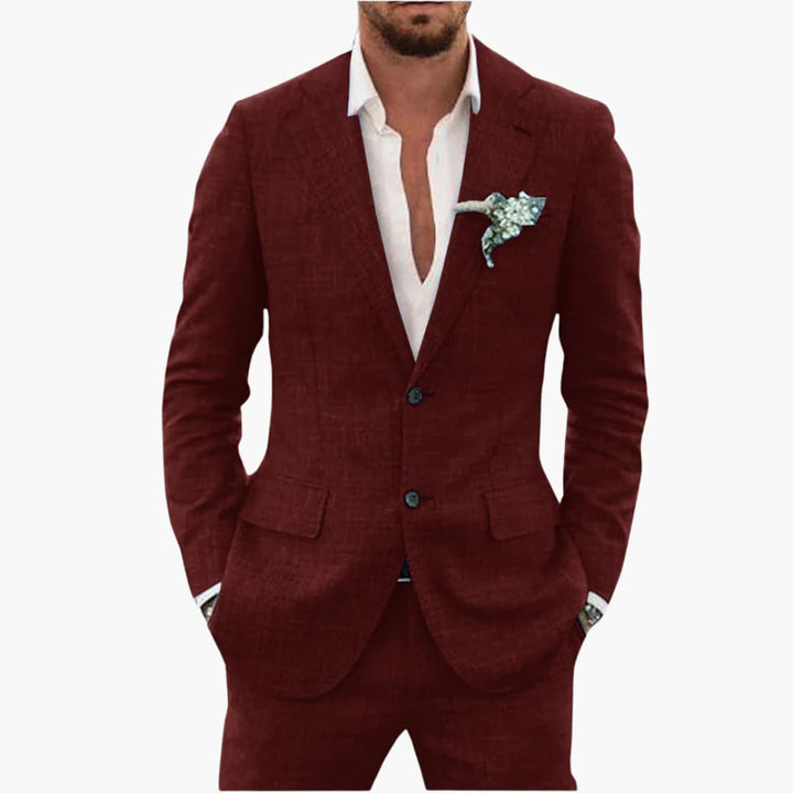 Eric | Men's Linen Two Piece Suit Set with Button Blazer and Pants
