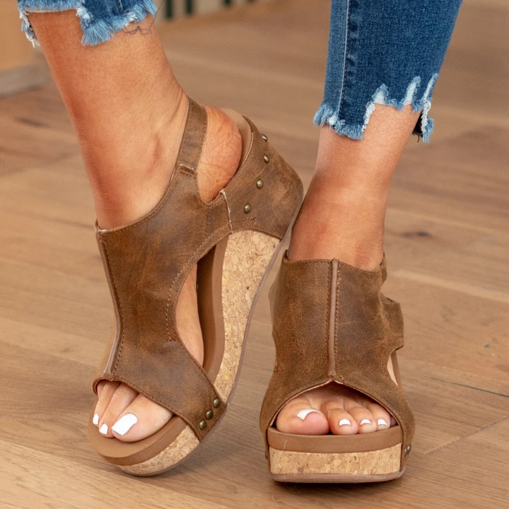 Linda | Suede Wedge Sandals - Image 10