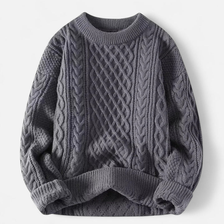 Men's cable knit crew neck jumper