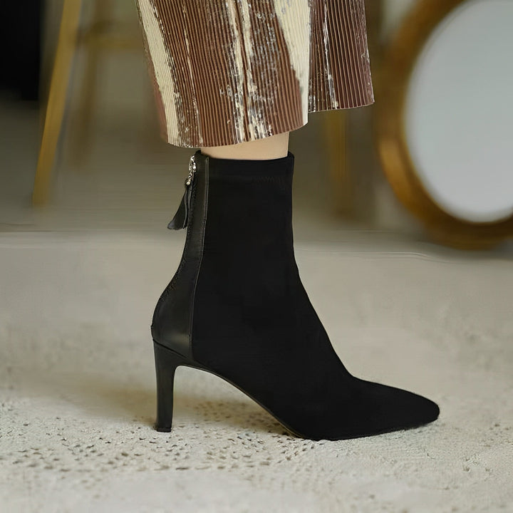 Women's pointed-toe ankle boots with high stiletto heels