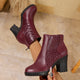 Women's ankle boots with textured patterned panels and block heels