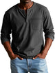 Men's plain grandad shirt with mandarin collar, buttons and chest pocket