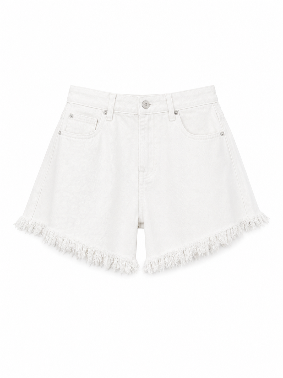 Women's white mid-rise summer shorts