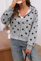 Women's cropped polka dot zip hoodie with hood and long sleeves