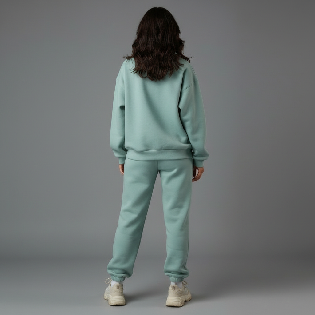 Women's relaxed tracksuit set with zip jacket and matching trousers