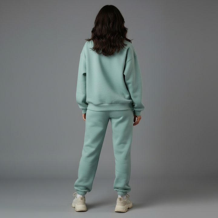 Women's relaxed tracksuit set with zip jacket and matching trousers