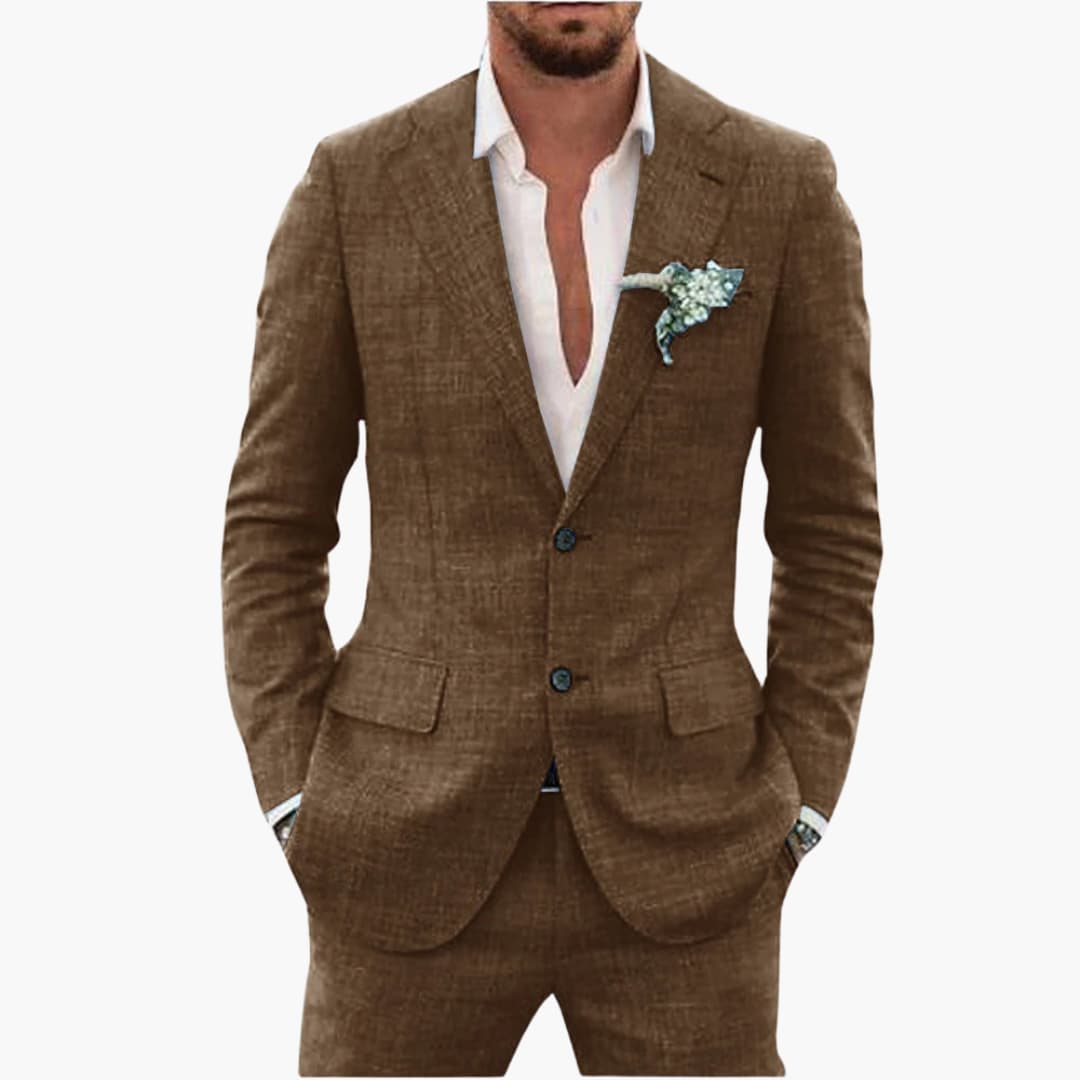 Eric | Men's Linen Two Piece Suit Set with Button Blazer and Pants