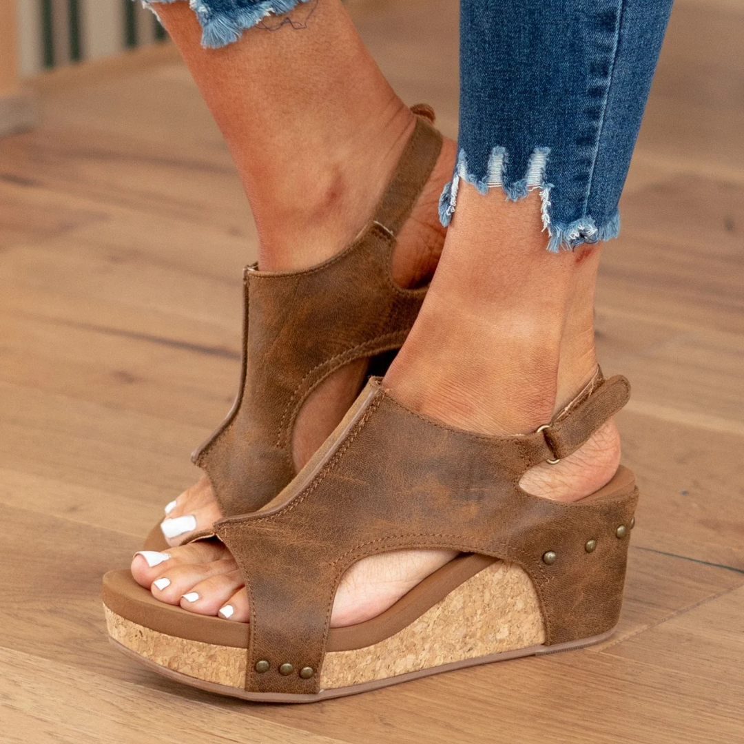 Linda | Suede Wedge Sandals - Image 11
