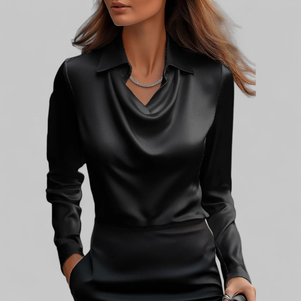 Scarlett | Women’s Elegant Long Sleeve Satin Blouse - Image 9