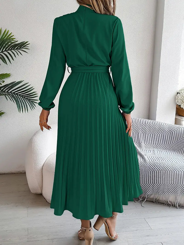Jasmine | Women’s Long Sleeve Pleated Belted Dress - Image 4