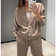 Women's knitted V-neck cardigan and relaxed trousers two-piece set