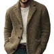 Men's textured button jacket with notch lapels and front patch pockets