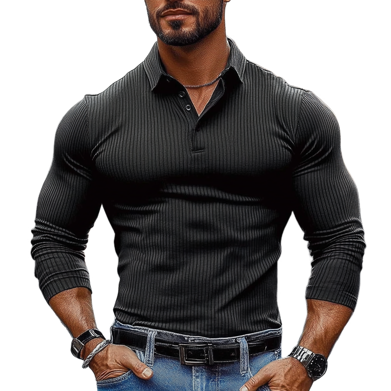 Dexter | Men's Striped Long Sleeve Polo Shirt