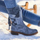 Women's ankle boots with side lacing, stud detail and low block heel