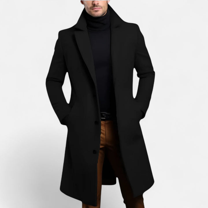 Men's hooded puffer coat with quilted panels and front pockets
