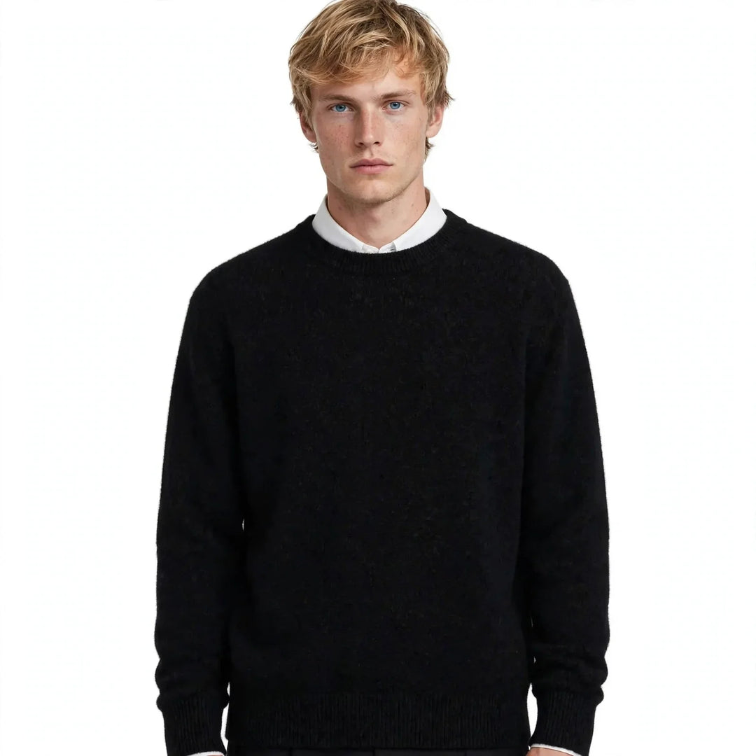 Men's crew neck jumper with contrasting collar and long sleeves